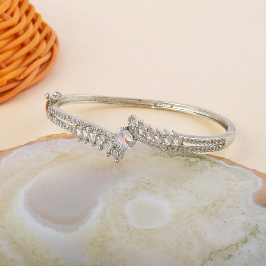Classic Silver Color American Diamond Bracelet With Eye-Catching Design