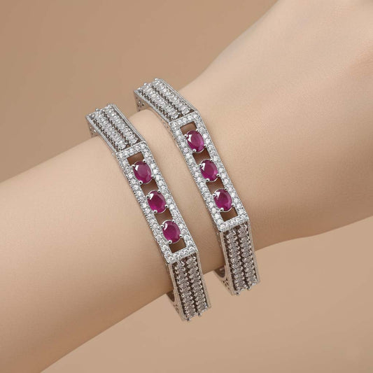 Light Purple Color Trendy Designer American Diamond Bangle Size: 2.6 For Elegant Attire
