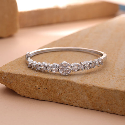Silver Color American Diamond Bracelet with Elegant Sparkling Design