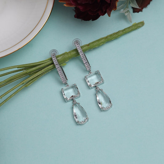 Silver Color American Diamond Earrings