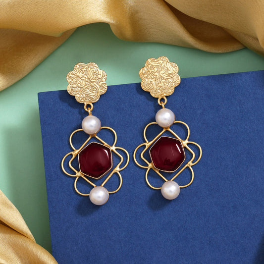 Striking Red Color Amrapali Earrings