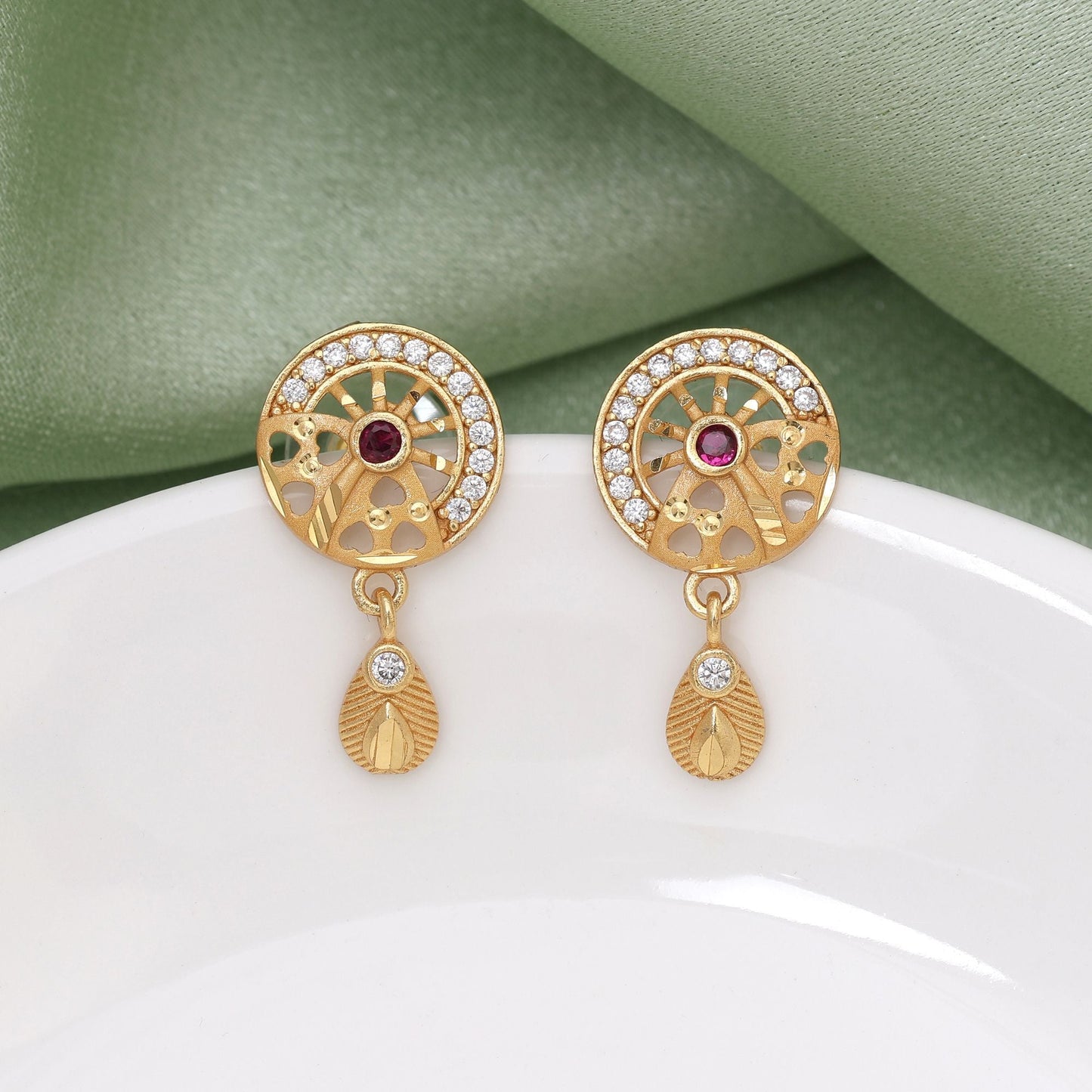 Gold Color Antique Earrings Crafted To Enhance Traditional Indian Jewelry Collections