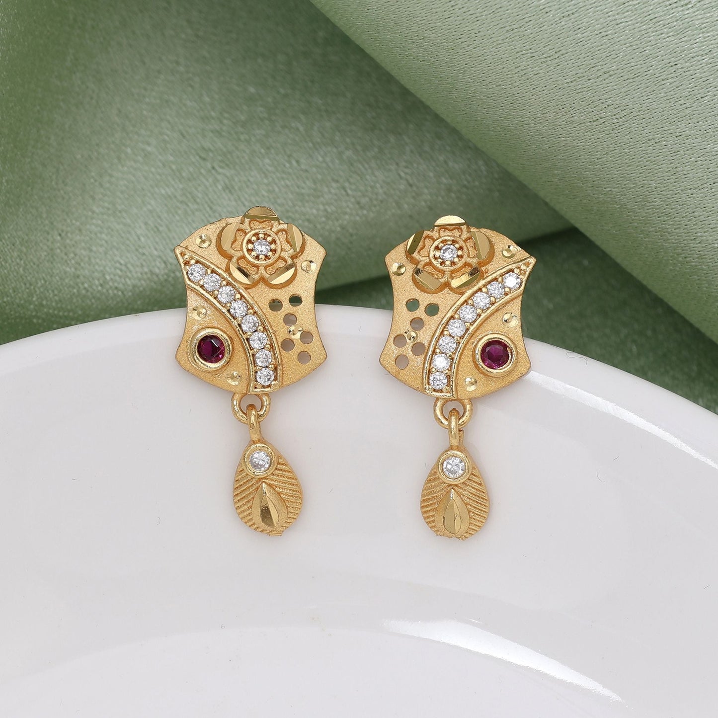 Gold Color Antique Earrings Offering Sophisticated Appeal For Festive And Bridal Wear