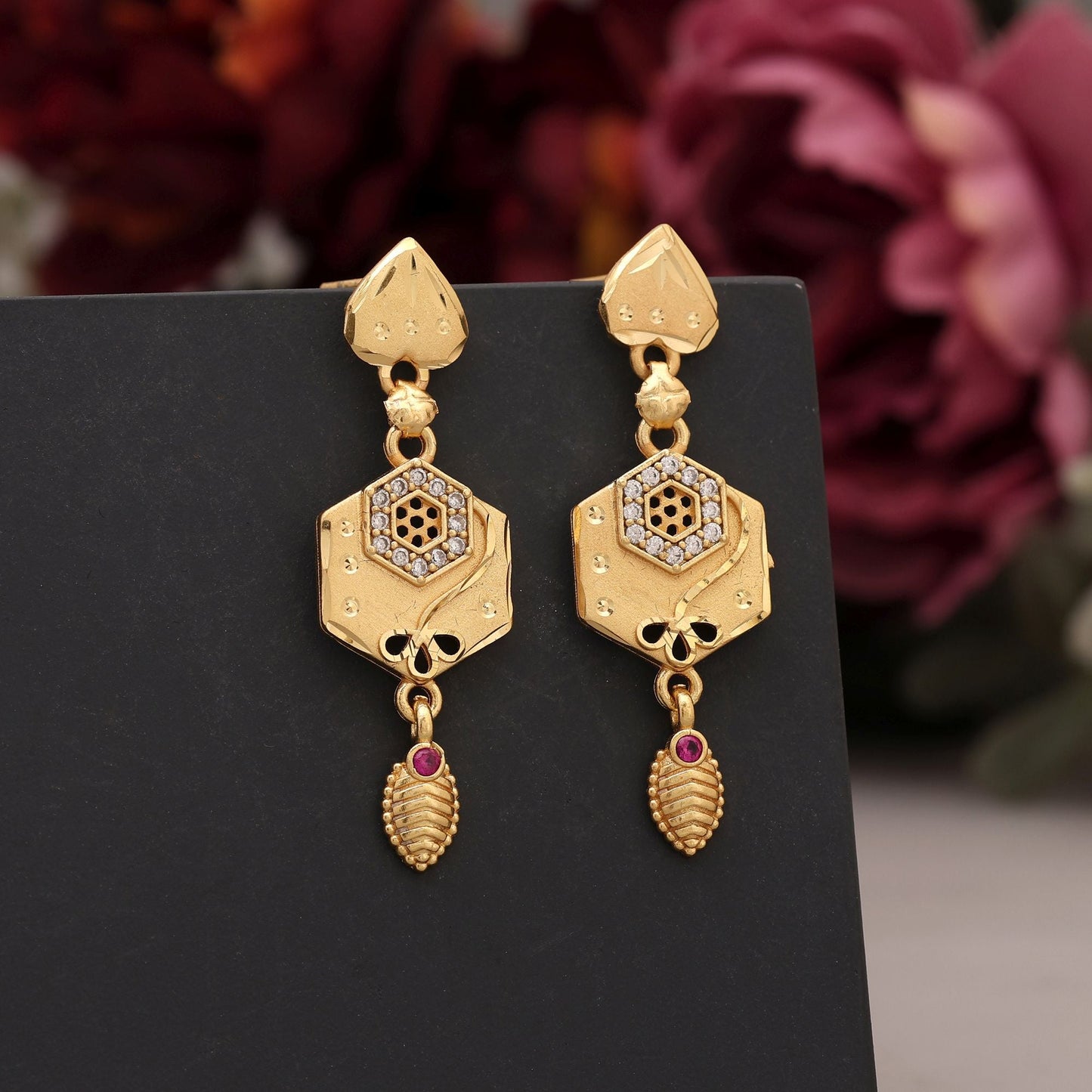 Gold Color Antique Earrings Created For Lovers Of Traditional Handcrafted Jewelry