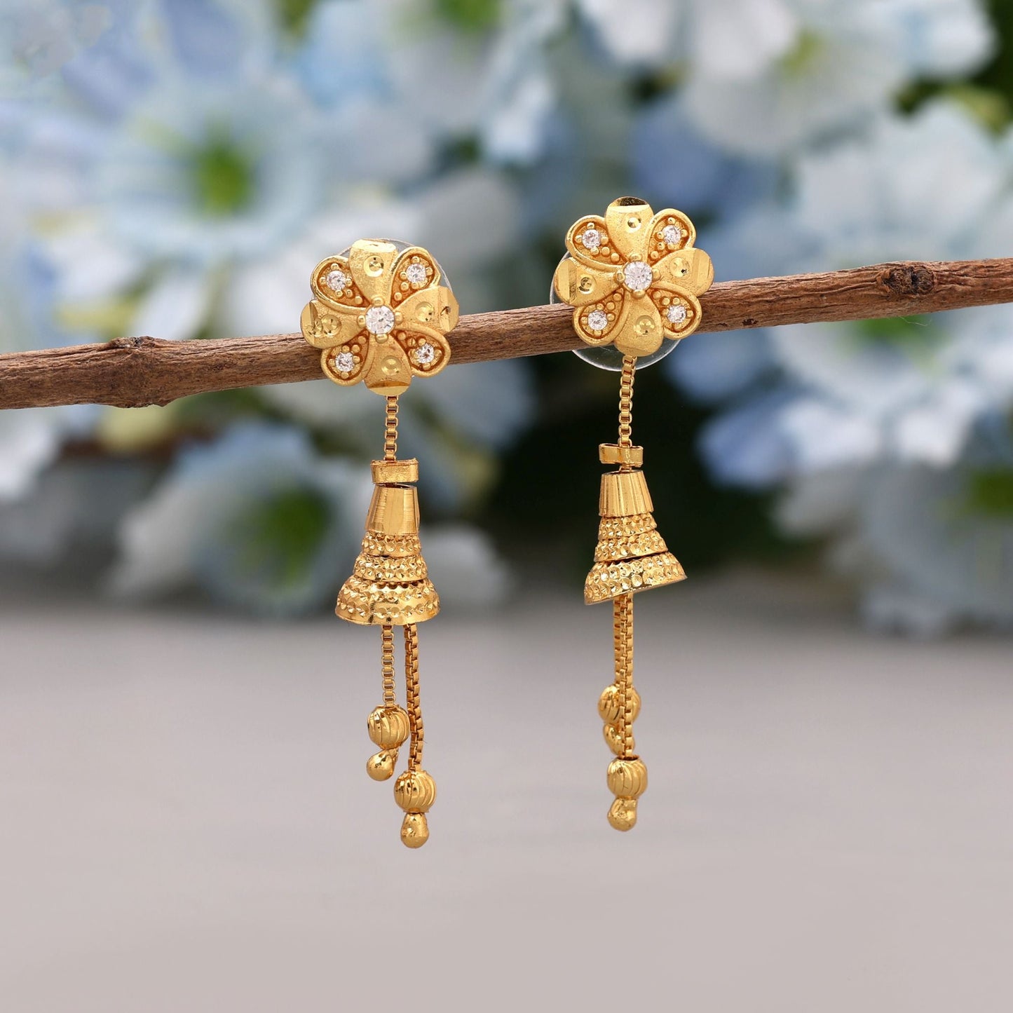 Gold Color Antique Earrings Suitable For Bridal Wear And Ethnic Celebrations