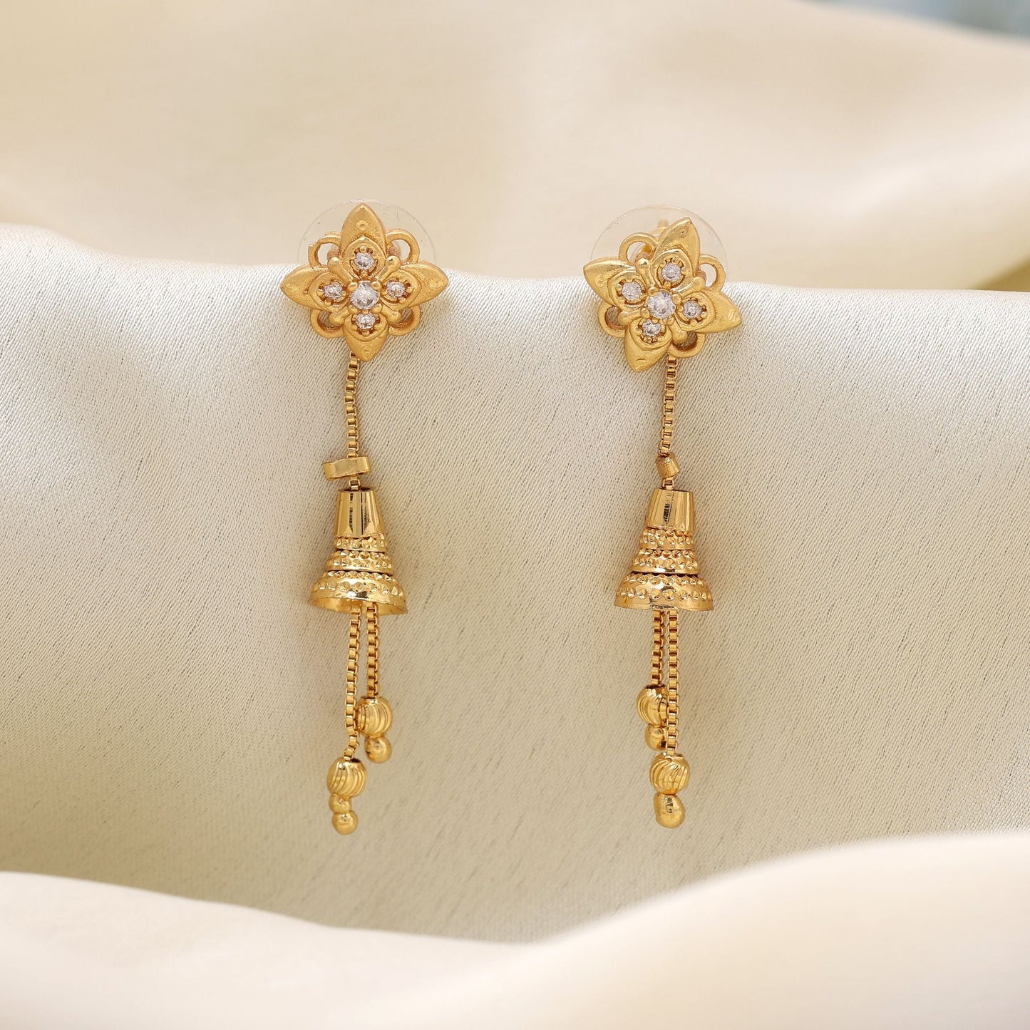 Gold Color Antique Earrings Showcasing Royal Craftsmanship And Traditional Beauty