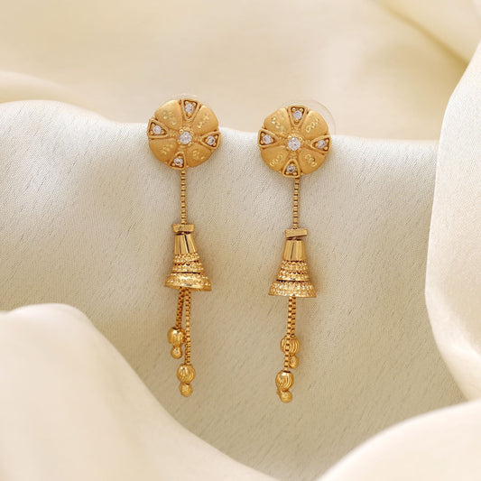 Gold Color Antique Earrings Inspired By Traditional Indian Temple Jewelry Art