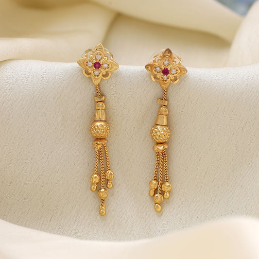 Gold Color Antique Earrings Created To Reflect Rich Indian Jewelry Traditions