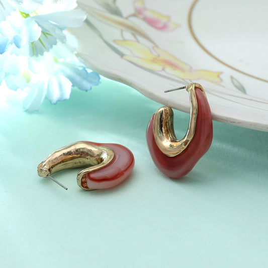 Magenta Color Antique Earrings Stylish Ethnic Vintage Inspired Festive Wear Jewelry