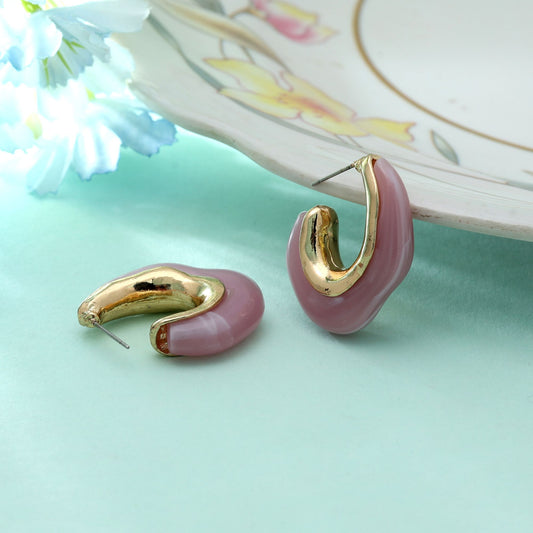Pink Color Antique Earrings Charming Vintage Style Festive Ethnic Jewelry Design