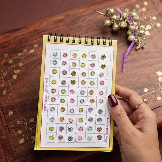 Assorted Color Stone Border Shape Bindi Book For Women And Girls With 300 Total Pieces