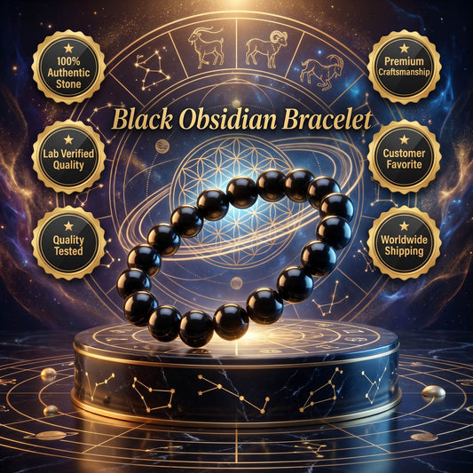 Black Color Obsidian Natural Stone Bracelet