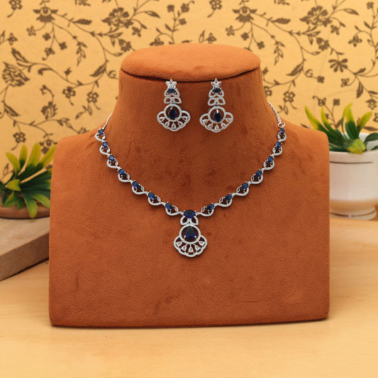 Blauer amerikanischer Diamant-Halskettenset, klassisch, stilvoll, traditionelles Schmuckdesign-Kollektion