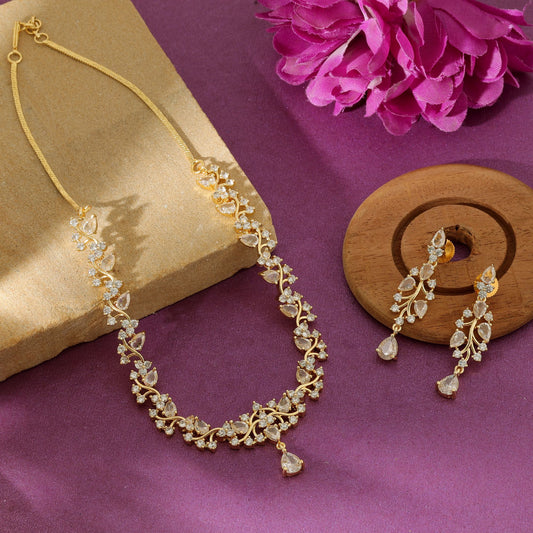 Weiß Farbe Amerikanischer Diamant Halskette Set Klassisch Minimalistisch Elegant Schmuck Design Kollektion