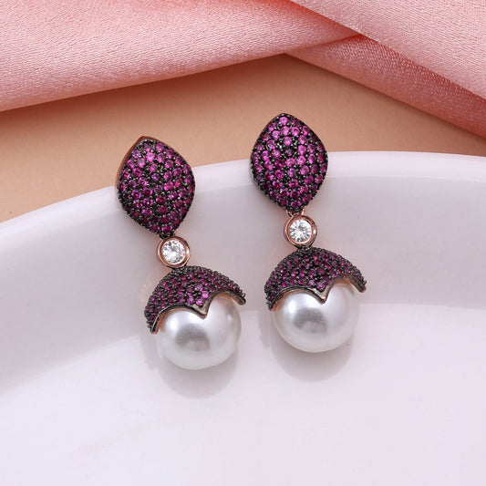 Rani Color Gorgeous American Diamond Earrings For Festive, Wedding, And Traditional Wear