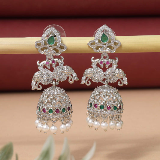 Rani & Green Color Classic Dual Tone American Diamond Earrings For Women’S Ethnic Look