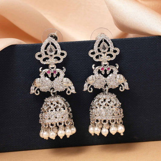 Rani Color Gorgeous Round American Diamond Earrings For Party And Wedding Style