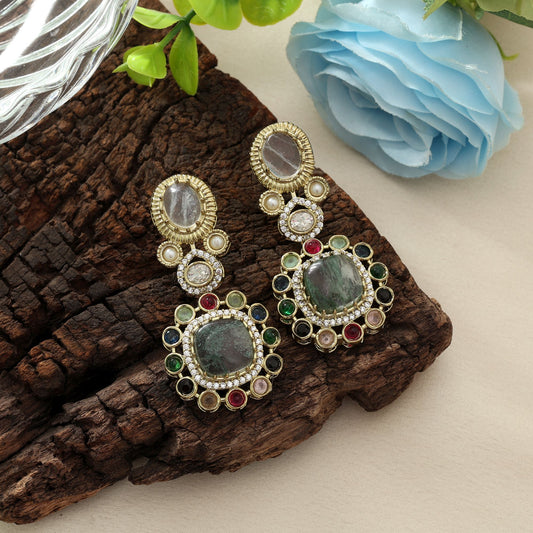 Multi Color American Diamond Earrings Stylish Festive Wear Jewelry Design Collection