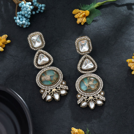 Pistaziengrüne American Diamond Ohrringe, klassischer traditioneller Partyschmuck