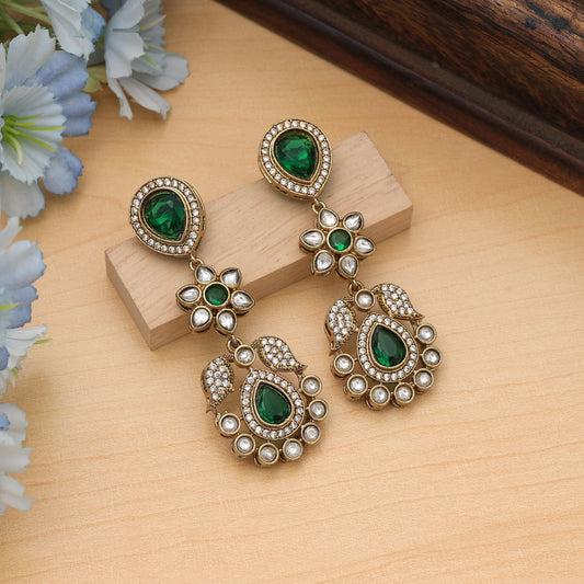 Grüne American Diamond Ohrringe Klassische Elegante Traditionelle Schmuckkollektion