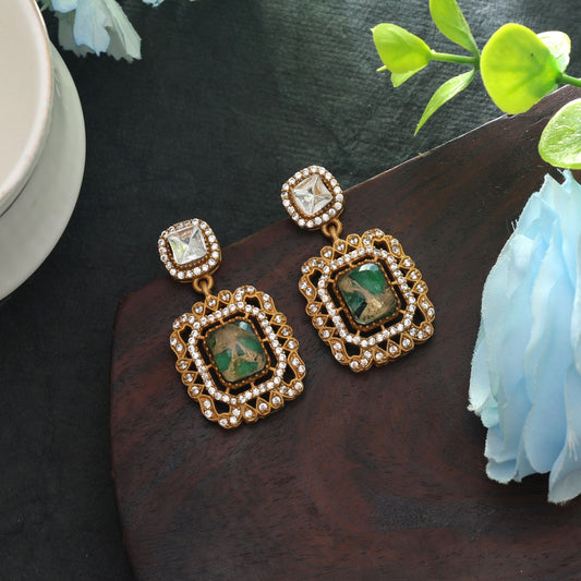 Grünfarbene amerikanische Diamantohrringe, klassischer Designer-Partyschmuck