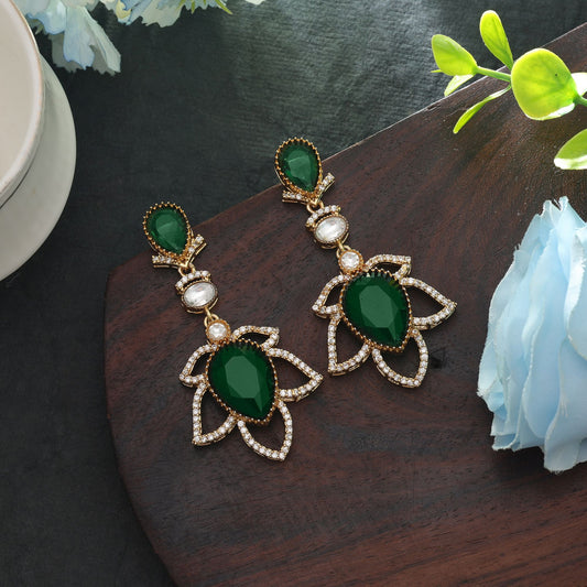 Grüne American Diamond Ohrringe Elegante Festliche Schmuckkollektion