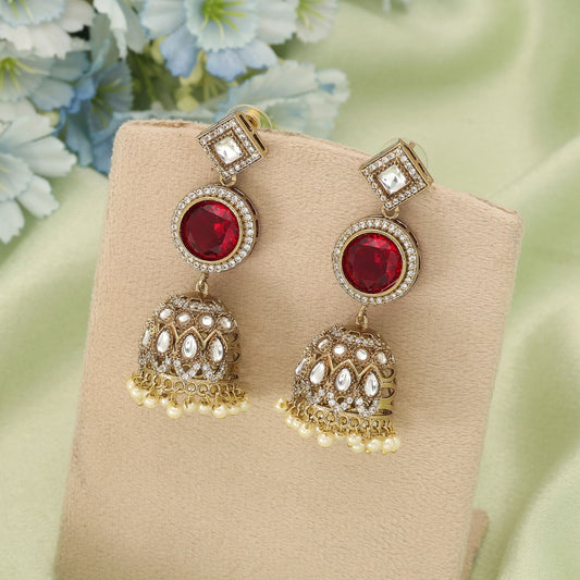 Rote amerikanische Diamantohrringe, traditionelle Brautschmuck-Kollektion