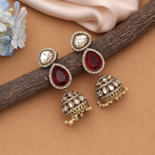 Elegante rote amerikanische Diamant-Ohrringe mit festlichem Hochzeits-Schmuckdesign