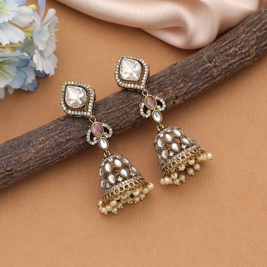 Wunderschöne hellrosa American Diamond Ohrringe mit edlem Designer-Party-Look
