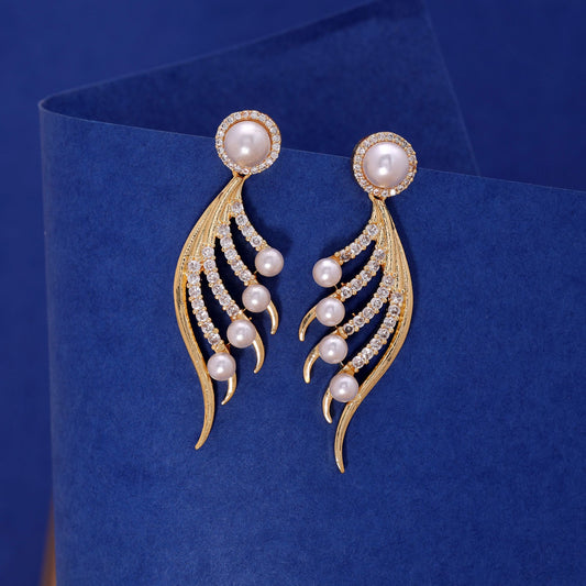 Gold Color American Diamond Earrings with Premium Elegant Styling