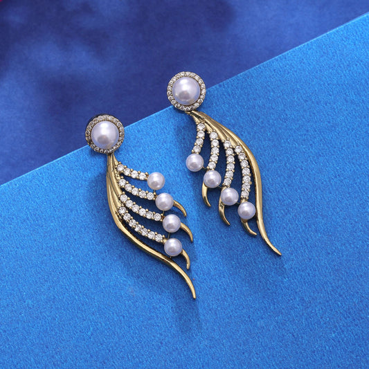 White Color American Diamond Earrings with Classic Crystal Shine