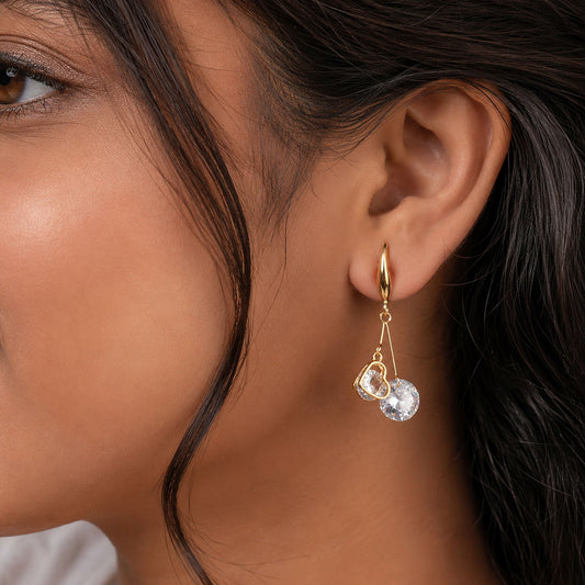 White Color American Diamond Earrings Crafted with Classic Elegant Fashion Style