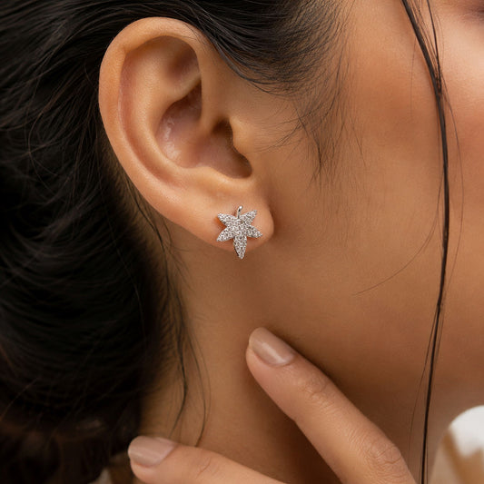 Silver Color American Diamond Earrings with Stylish Contemporary Party Wear Look