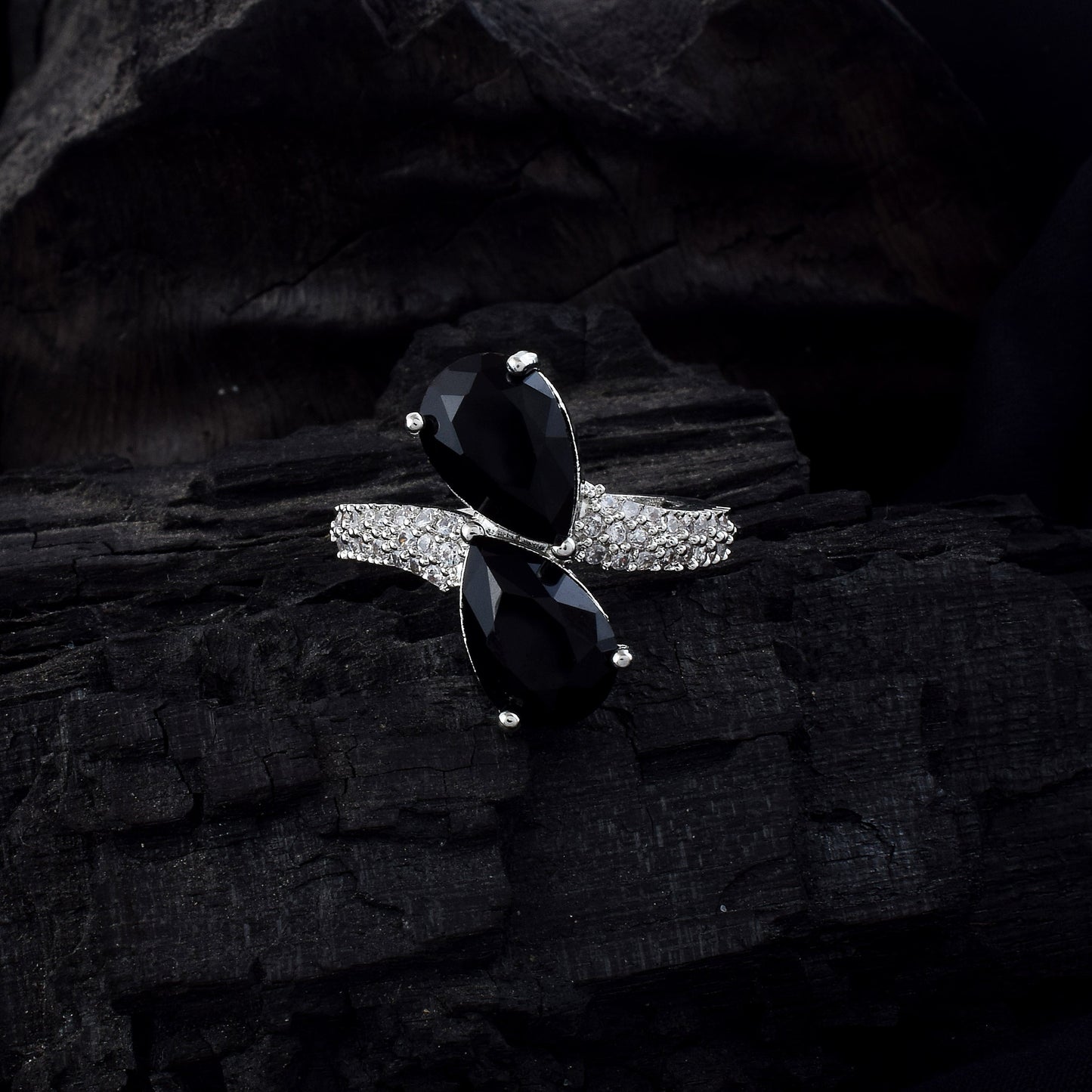 Elegant Black Color American Diamond Ring For All Special Occasions