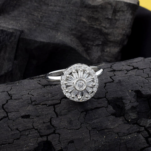 Refined Silver Color American Diamond Ring With Sparkle And Simplicity