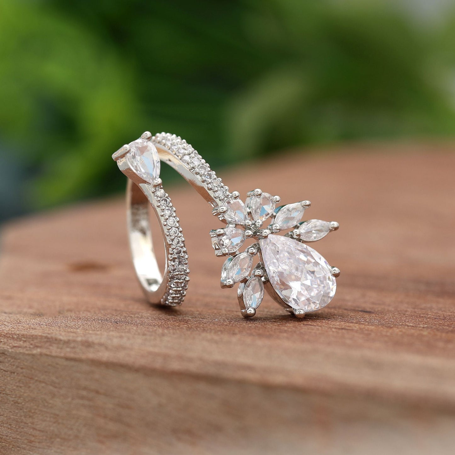 Silver Color American Diamond Ring Crafted To Complement Both Ethnic And Western Outfits