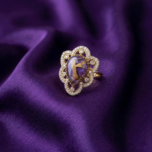 Lila-farbener amerikanischer Diamantring, elegante Party-Schmuckkollektion