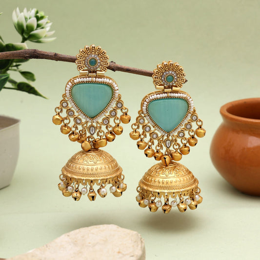 Radiant Rama Green Color Amrapali Earrings Perfect For Classic Indian Look