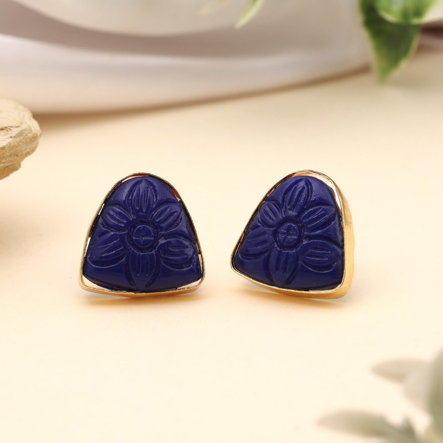 Graceful Blue Color Amrapali Earrings With Traditional Handcrafted Detailing