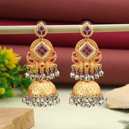 Rani Color Beautiful Traditional Bridal Amrapali Earrings For Elegant Dressing