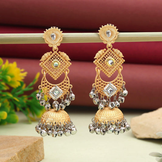 Gold & Silver Color Stunning Bridal Look Amrapali Earrings For Grand Celebrations