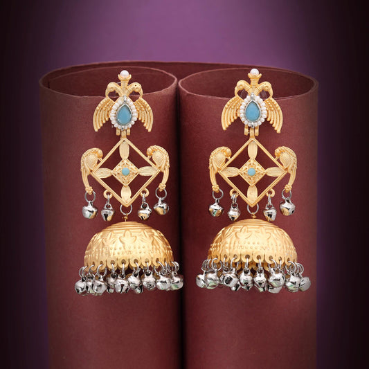 Sky Blue Color Royal Party Wear Amrapali Earrings For Elegant Indian Outfits