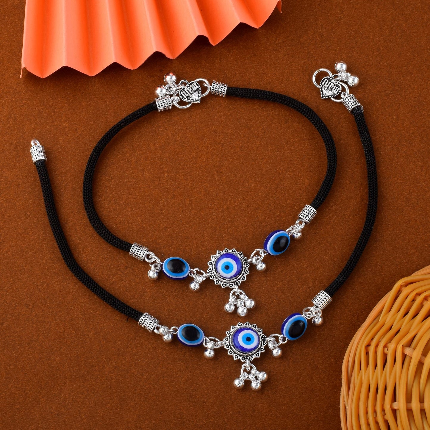 Exclusive Blue Color Evil Eye Oxidised Anklet Perfect For Women’S Ethnic Fashion And Traditional Outfits
