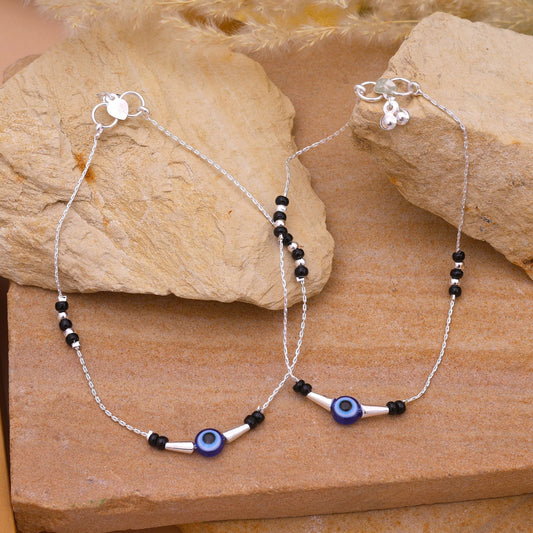 Unique Blue Color Evil Eye Anklet For Protection And Fashionable Ethnic Jewellery Look