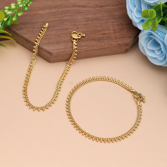 Gold Color Anklet Offering Classic Beauty For Ethnic And Modern Outfits