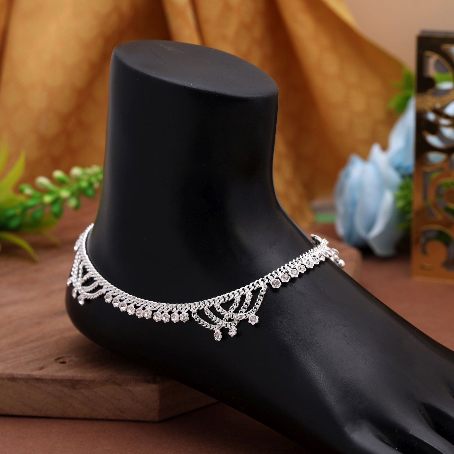 Silver Color Anklet Featuring Traditional Charm With Durable Handcrafted Finish