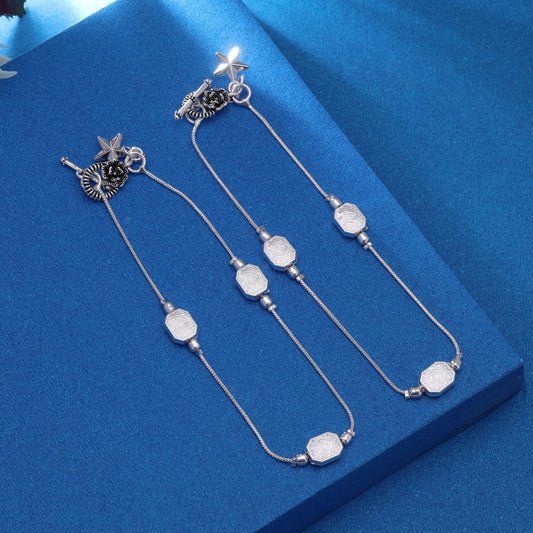 Silver Color Oxidised Anklet Designed For Traditional Festive Occasions