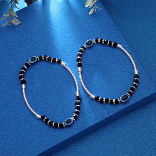 Blue Color Oxidised Anklet With Charming Traditional Ethnic Design