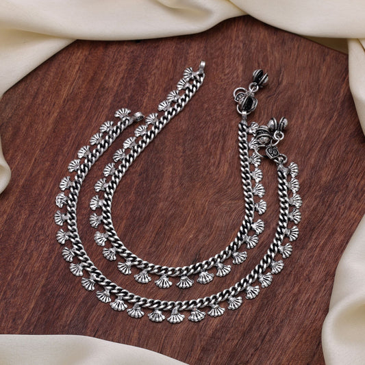 Silver Color Oxidised Anklet Featuring Royal Designer Ethnic Fashion Look