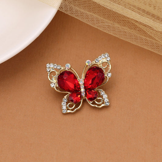 Red Color Butterfly Design Brooch Crafted with Elegant Pattern for Festive and Party Wear